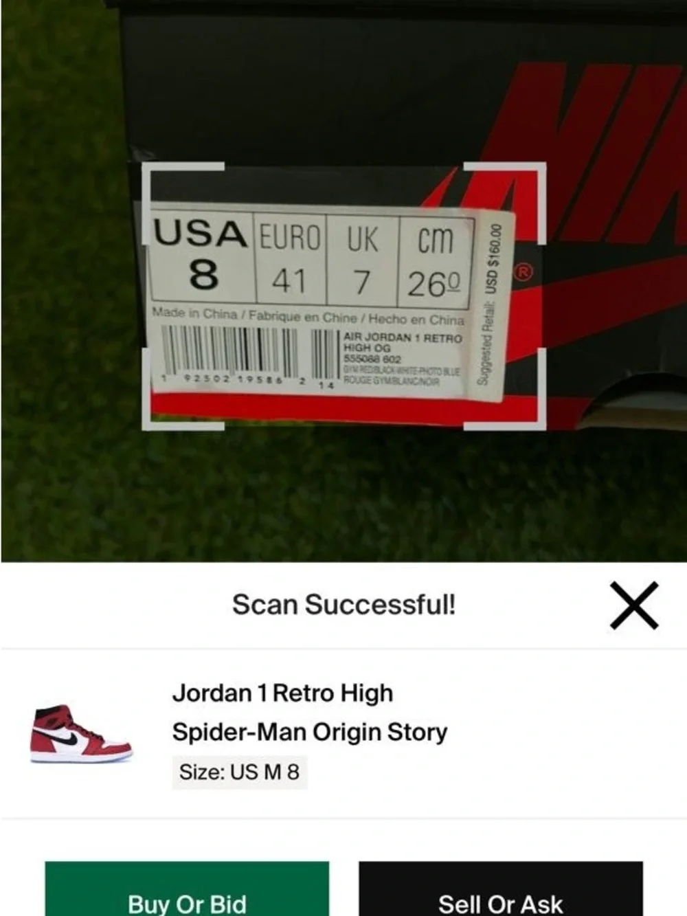 Air Jordan 1 High Spider-Man Origin Story 2018 Empty Box Only Size 8 M Laces